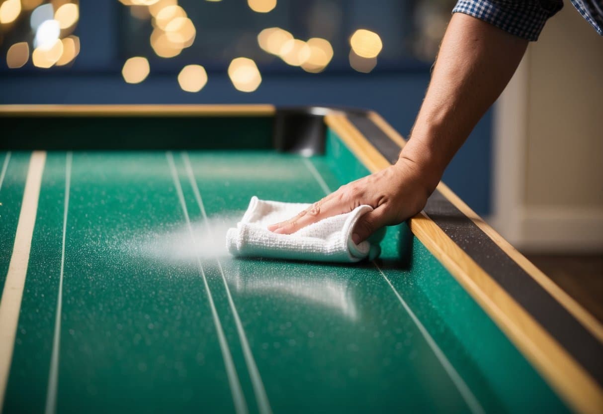 application of shuffleboard cleaner