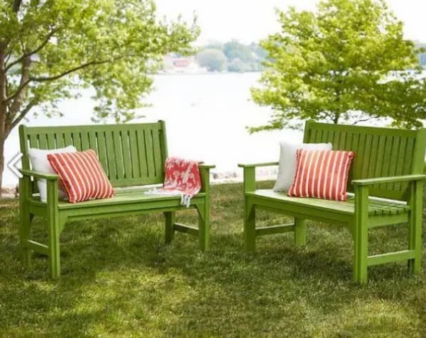 Recycled plastic patio benches