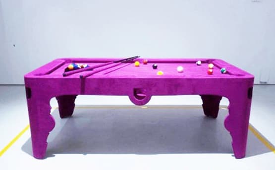 completely felt or suede purple pool table