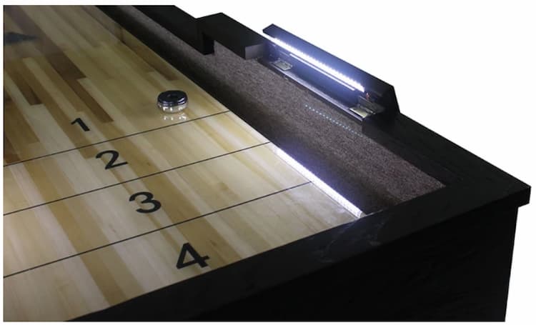 corner of the Cimarron shuffleboard table for shuffleboard rules