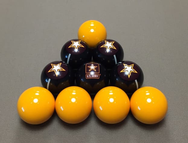 classic set of balls for bowlliards (a type of billiards game)