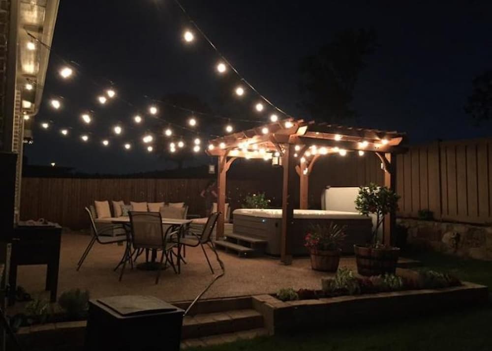 Outdoor lighting to accent the spa