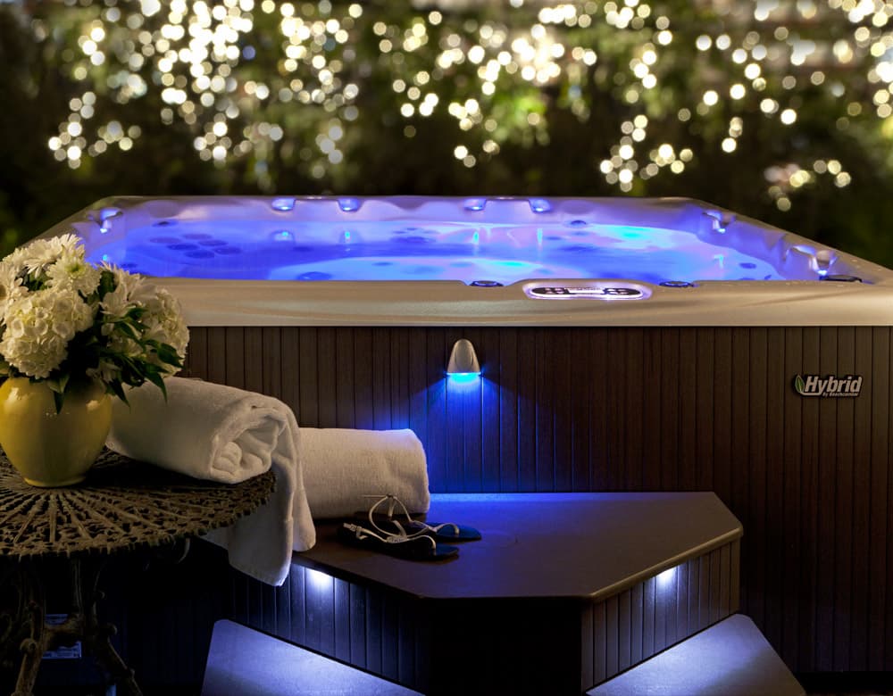 romantic setting when using hot tub at night