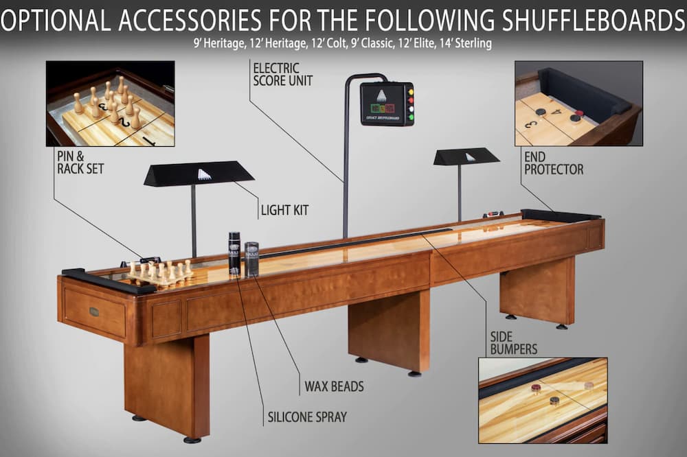 Shuffleboard accessories for man cave game additions